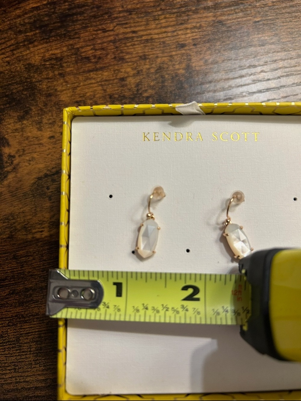 Kendra Scott Blue Drop Earrings | Gold Tone Statement Earrings | Coastal - Picture 3 of 4
